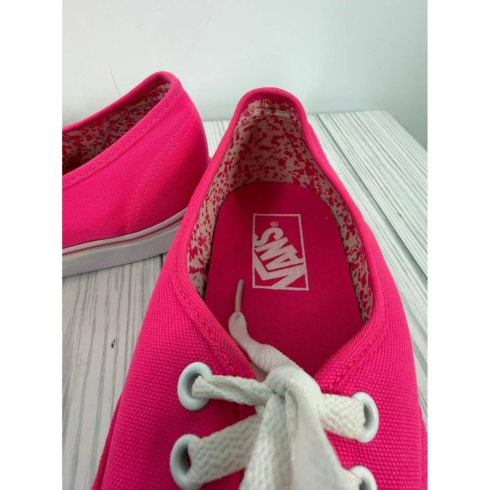 Vans Authentic Neon Pink Canvas Low Top Skate Shoes Mens Size 10